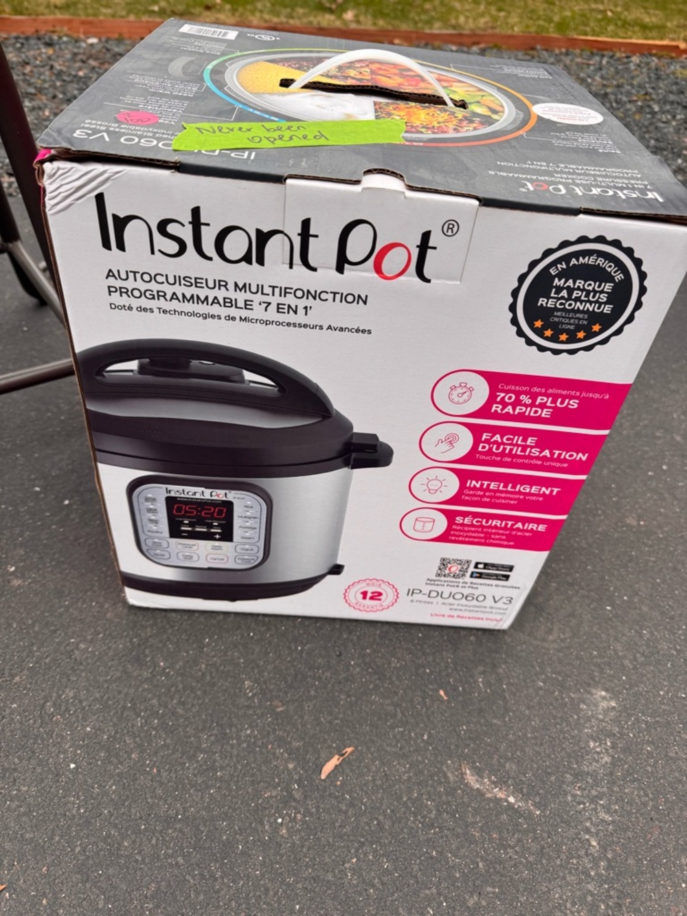 Instant Pot never opened. Programmable Multi-Use Cooker - Silver & Black
